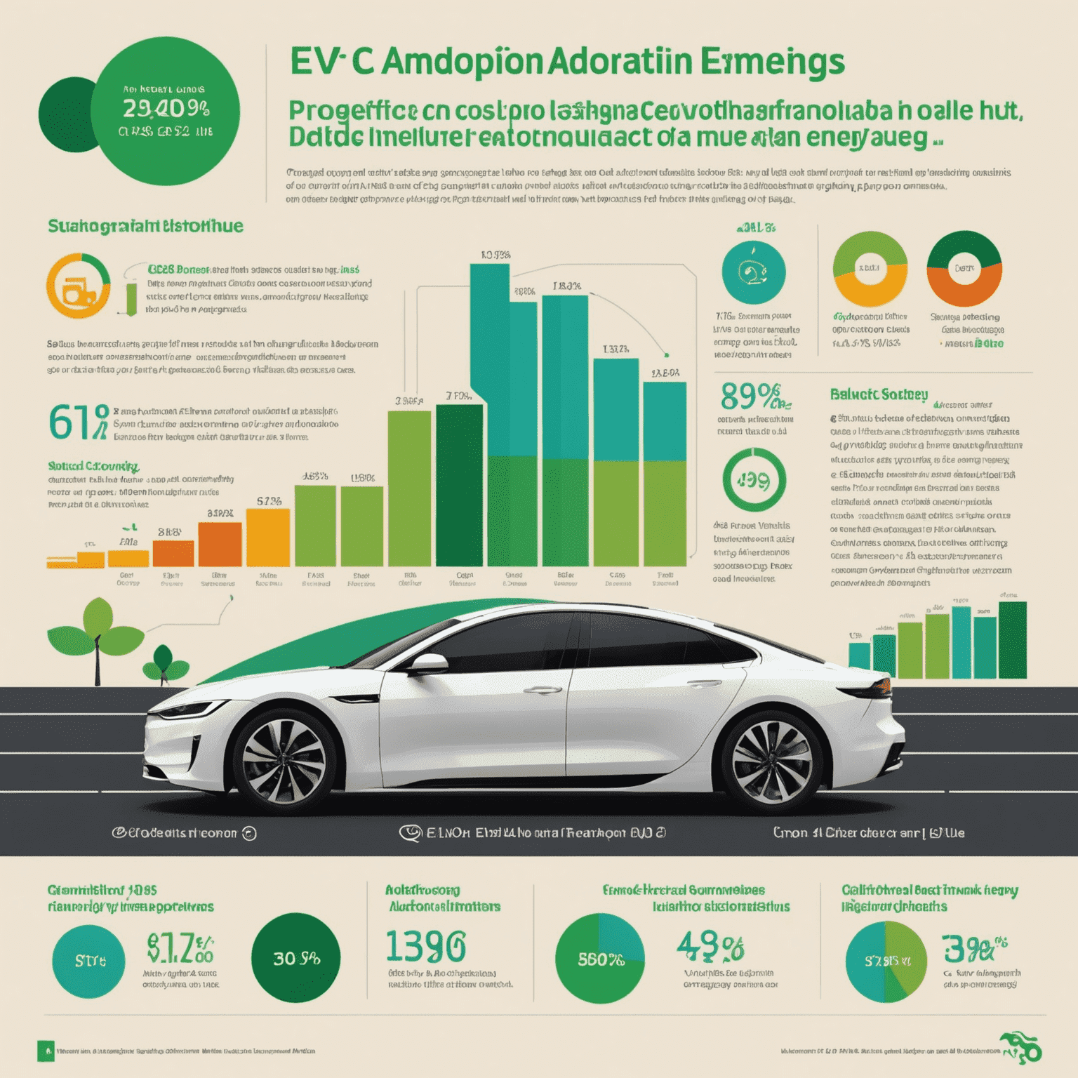 An infographic showing the projected growth of EV adoption in the UAE, with statistics on reduced emissions and energy savings